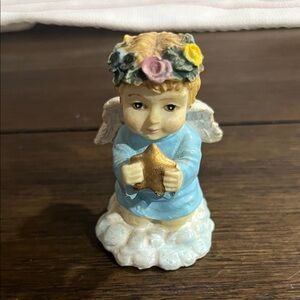 Source Unknown Angel Figurine with Blue and Gold Accents